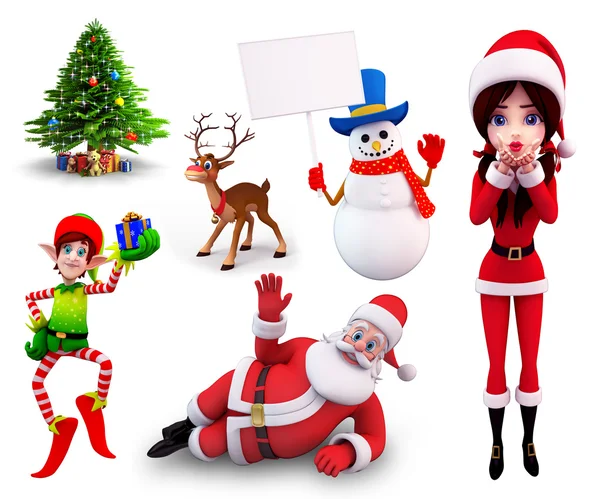 Illustration of christmas characters — Stock Photo, Image