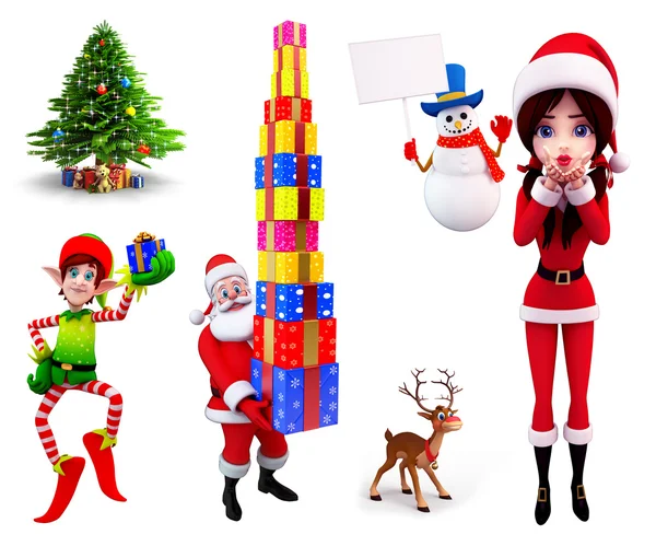 Illustration of christmas characters — Stock Photo, Image