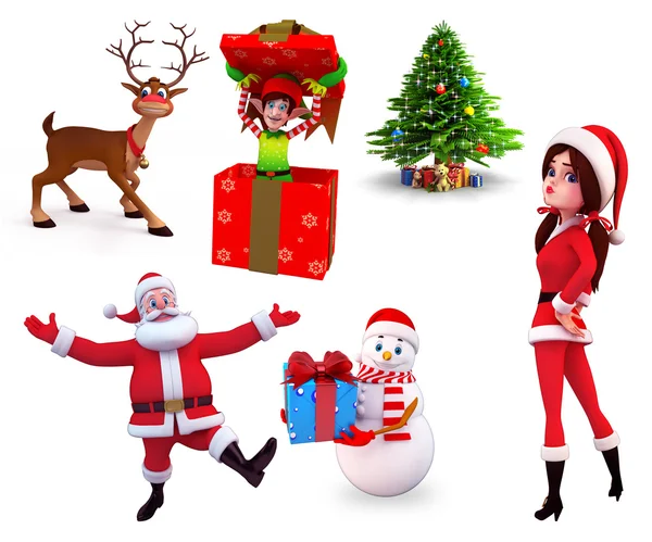 Ilustración de personajes navideños — Foto de Stock