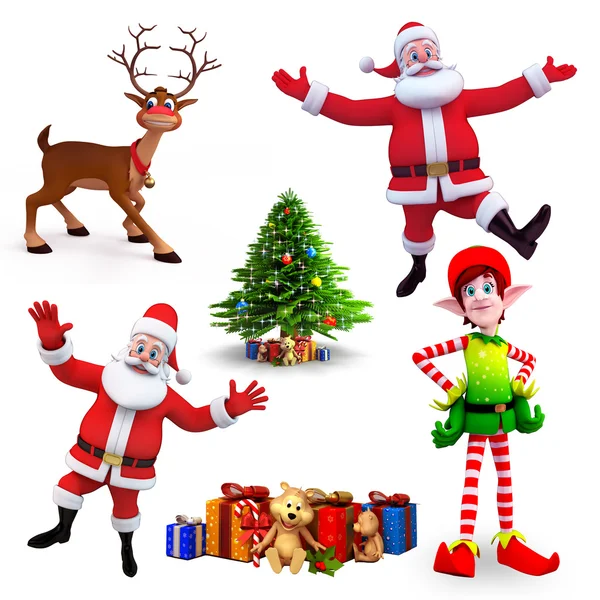 Illustration of christmas characters — Stock Photo, Image