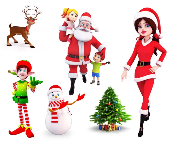 Illustration of christmas characters — Stock Photo, Image