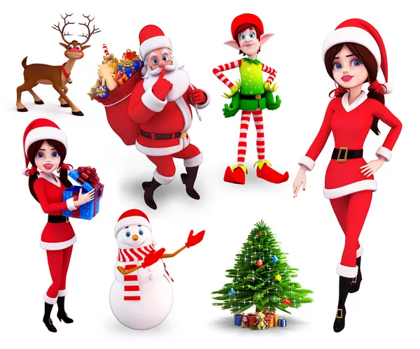 Illustration of christmas characters — Stock Photo, Image