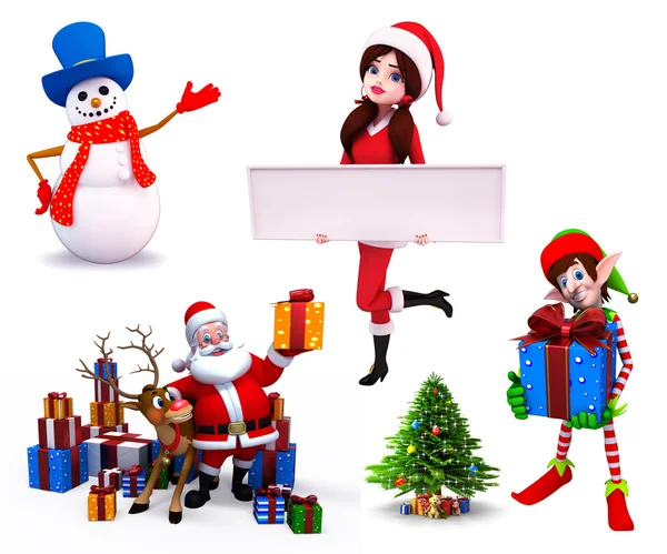 Illustration of christmas characters — Stock Photo, Image