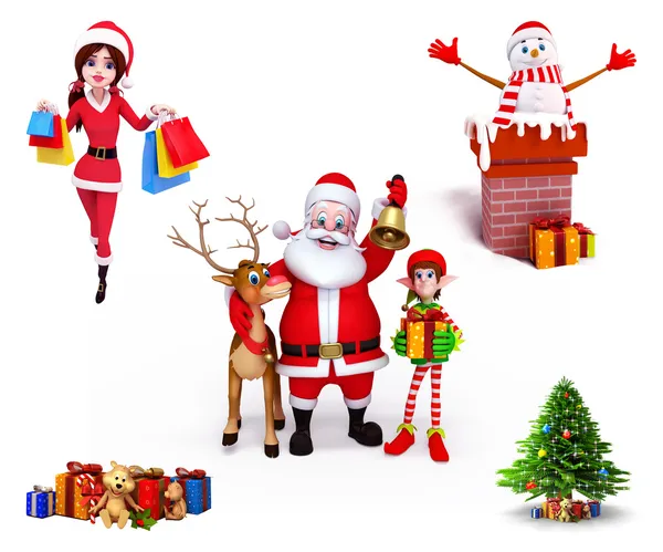 Illustration of christmas characters — Stock Photo, Image