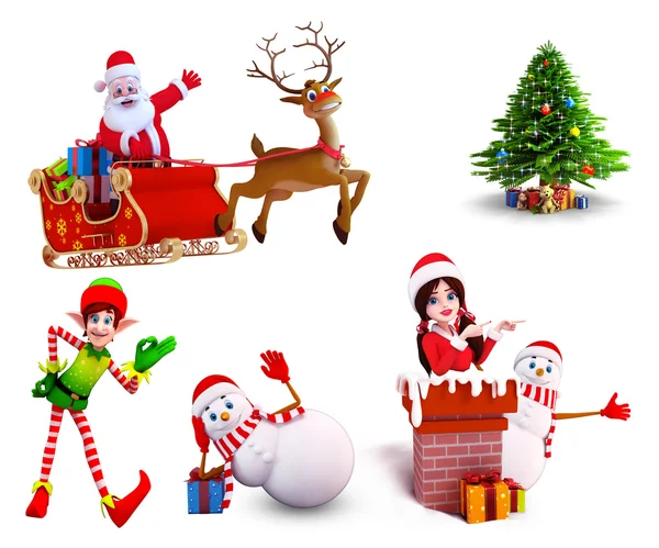 Illustration of christmas characters — Stock Photo, Image