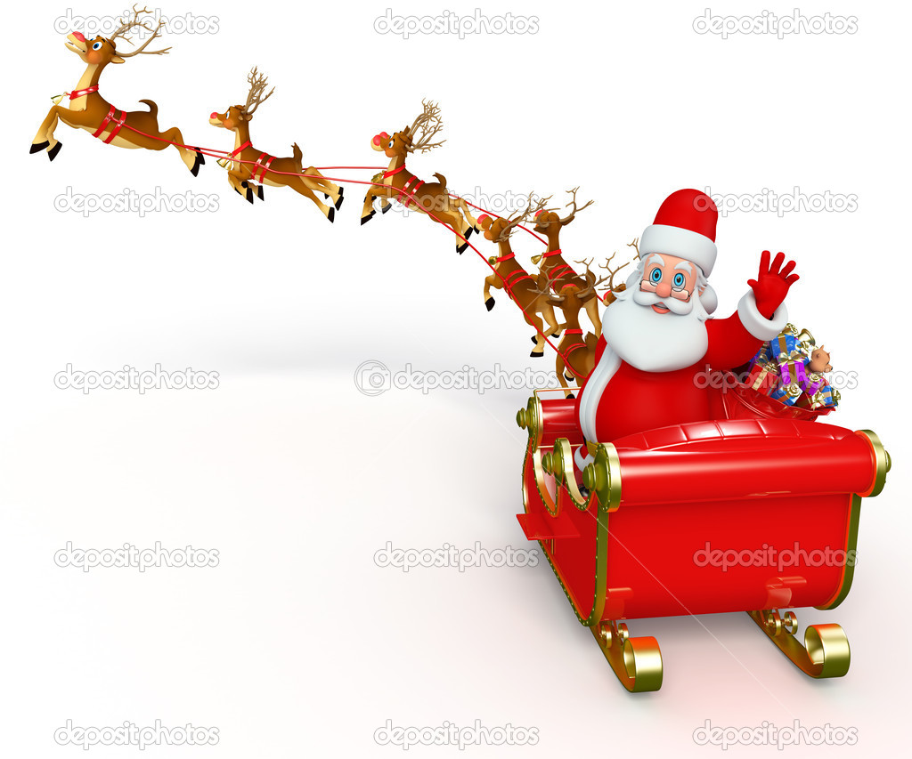 P¨re No l avec son tra neau — graphie pixdesign123 © P¨re No l avec son tra neau sur fond blanc — Image de pixdesign123