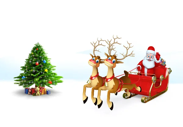 Санта Клаус со своими санями — стоковое фото