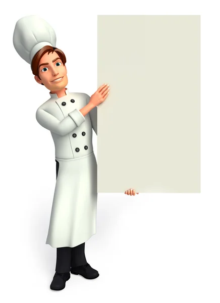 Chef with board — Stock Photo, Image