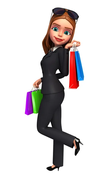 Zakenvrouw met shopping tassen — Stockfoto