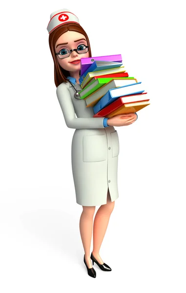 Doctor with book stack — Stock Photo, Image