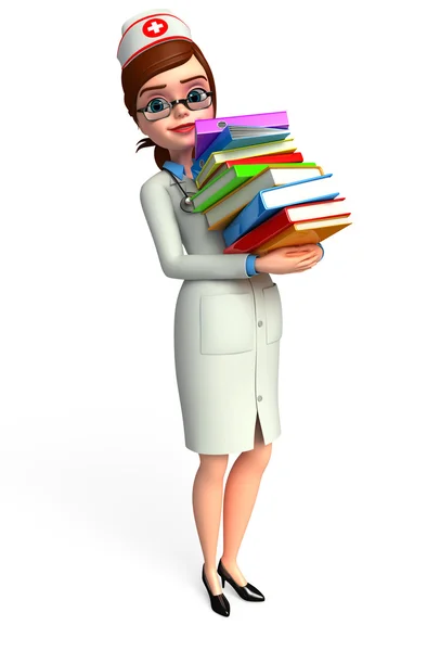 Docteur avec pile de livres — Photo