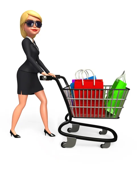 Donna d'affari con shopping — Foto Stock