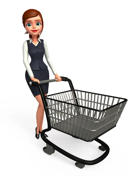 Mulher de negócios com carrinho — Fotografia de Stock