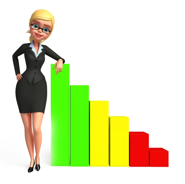 Geschäftsfrau mit Grafik — Stockfoto
