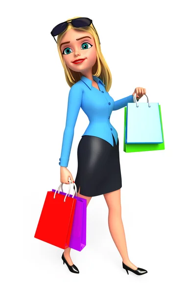 ショッピング バッグを持つ女性実業家 — ストック写真