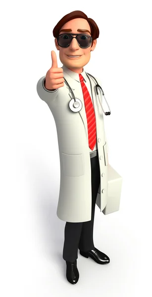 Doktor s palec nahoru znamení — Stock fotografie