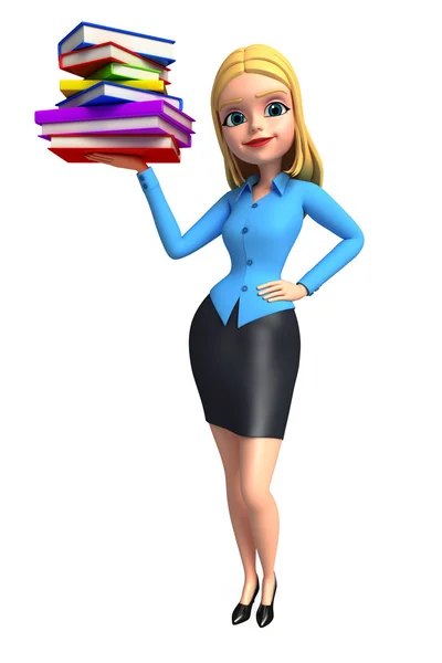 Mujer de negocios con pila de libros —  Fotos de Stock