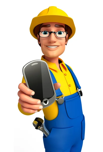 Mechanic with hammer and wrench — Stock Photo, Image