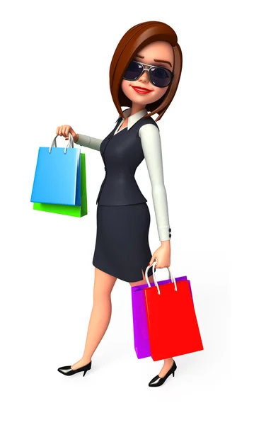 Wanita bisnis dengan tas belanja — Stok Foto