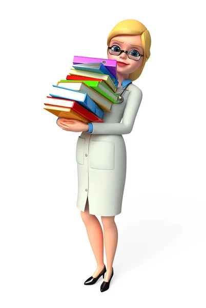 Doctor with book stack — Stock Photo, Image