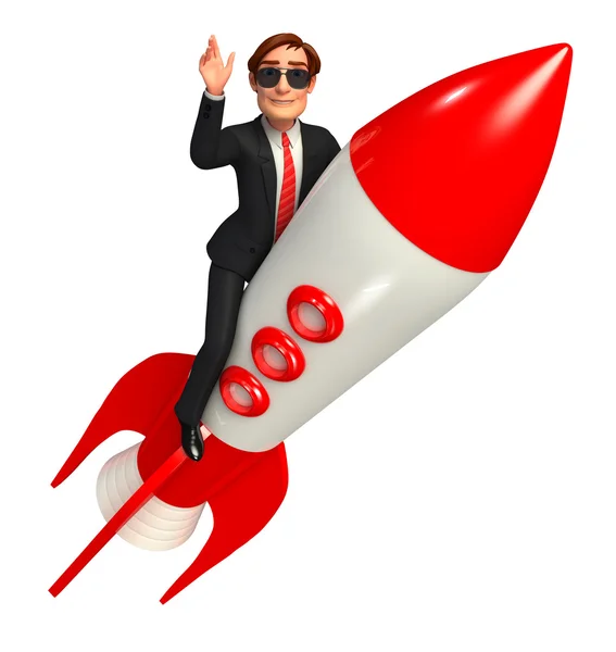 Business man with rocket — Stock Photo, Image