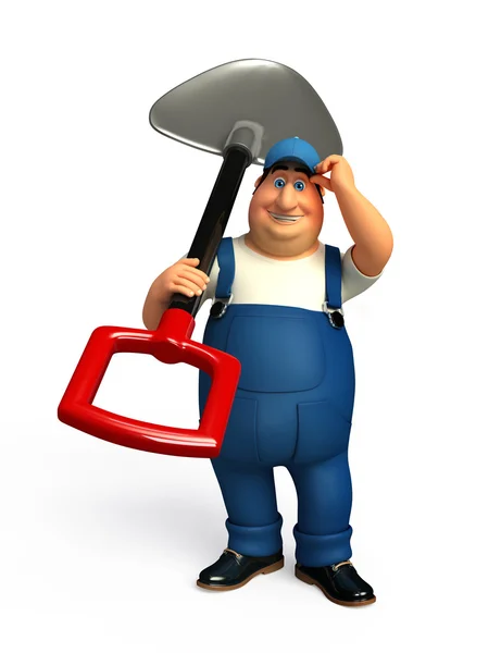 Plumber with spade — Stock Photo, Image