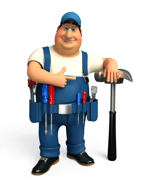 Plumber with hammer — Stock Photo, Image