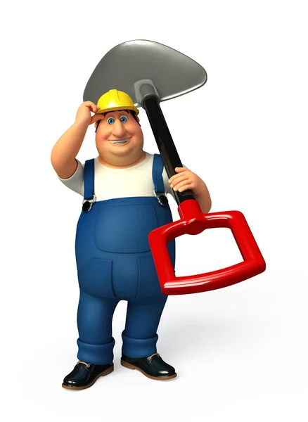 Plumber with spade — Stock Photo, Image