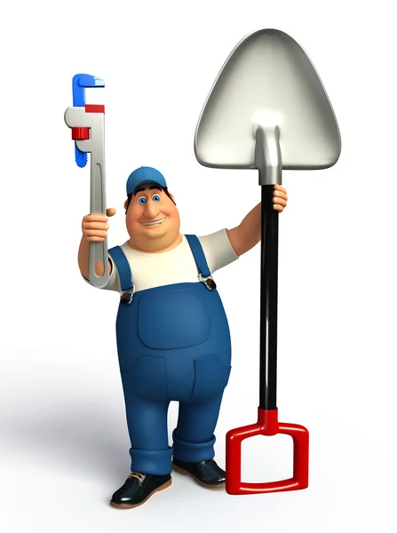 Plumber with spade — Stock Photo, Image