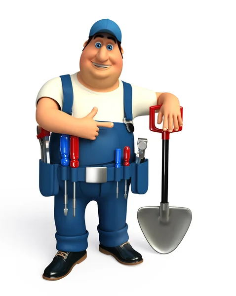 Plumber with spade — Stock Photo, Image