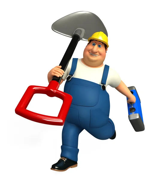 Plumber with spade — Stock Photo, Image