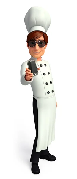 Chef com celular — Fotografia de Stock