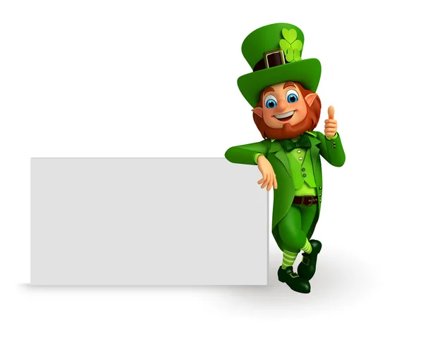 Leprechaun  with sign. patricks day — Stock Photo, Image