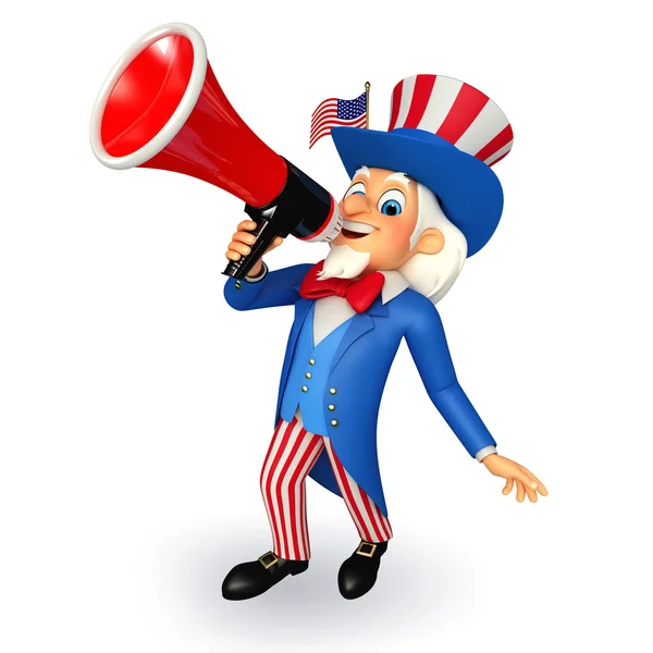 Uncle sam with loudspeaker — Stock Photo, Image