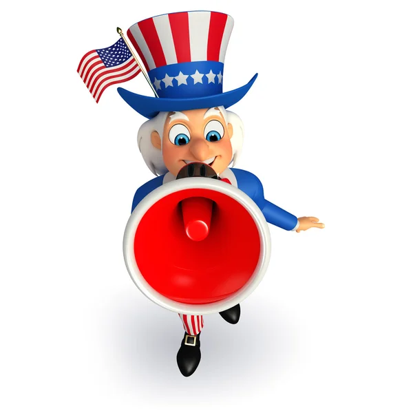 Uncle sam with loudspeaker — Stock Photo, Image