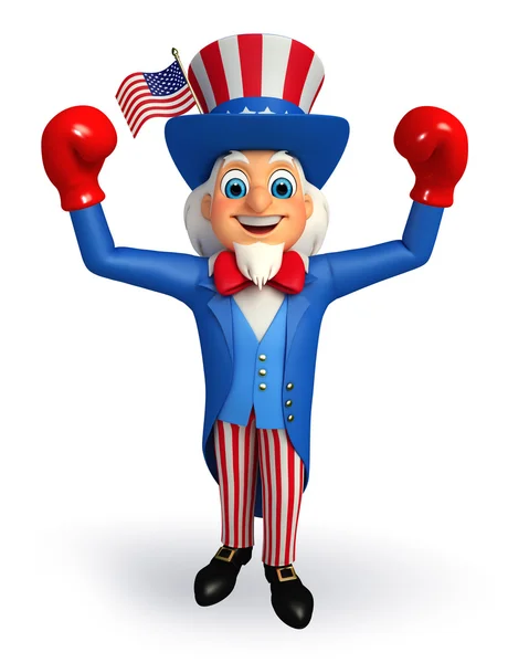 Uncle sam with boxing gloves — Stock Photo, Image