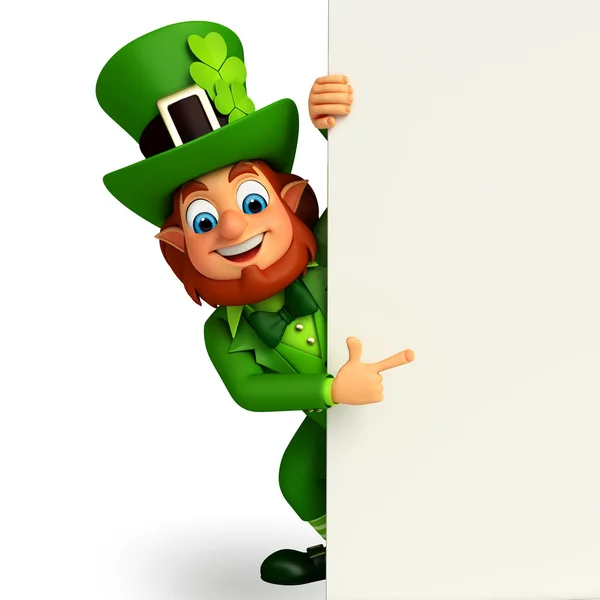 Leprechaun fica com sinal — Fotografia de Stock