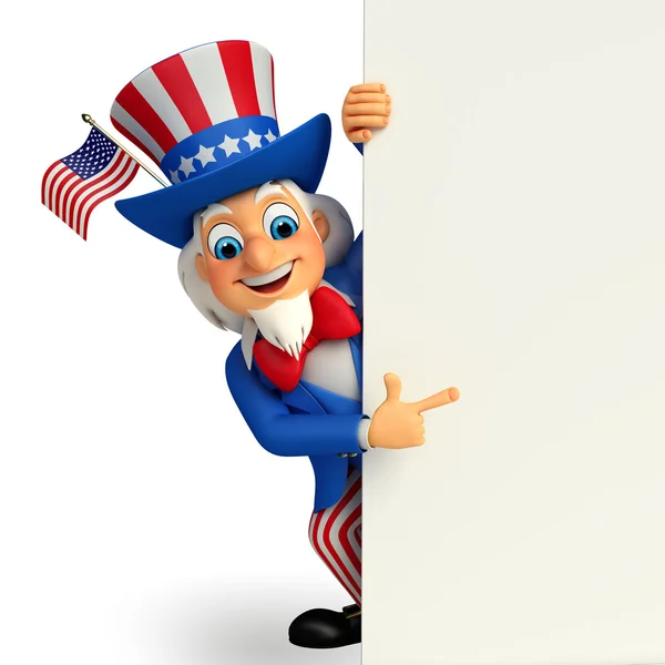 Uncle sam with big sign — Stock Photo, Image