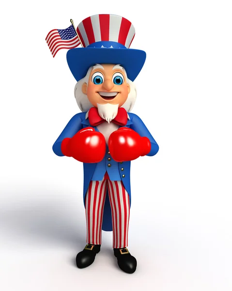 Uncle sam met bokshandschoenen — Stockfoto