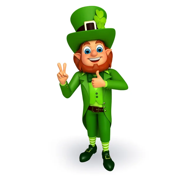 Leprecauno con segno di buona fortuna — Foto Stock