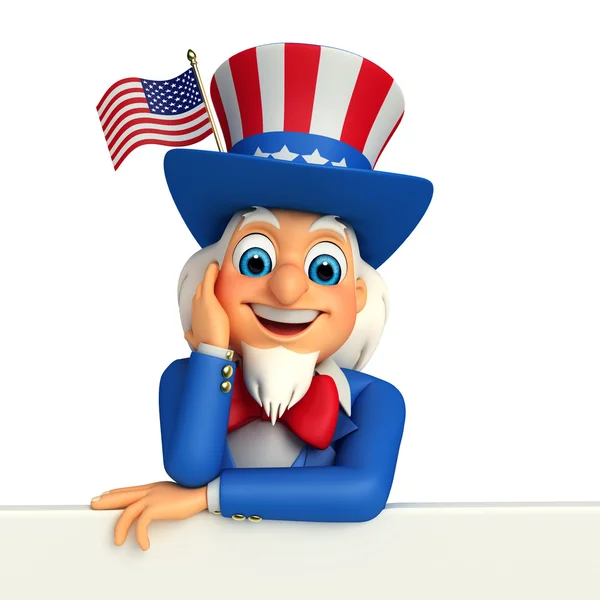 Uncle sam med stor skylt — Stockfoto