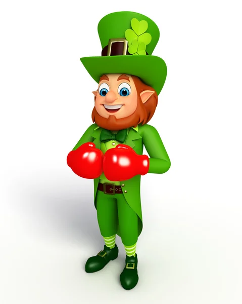 Leprechaun  with boxing gloves — Stock Photo, Image
