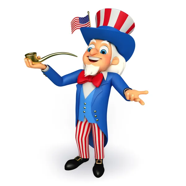 Uncle sam met sigaret pijp — Stockfoto