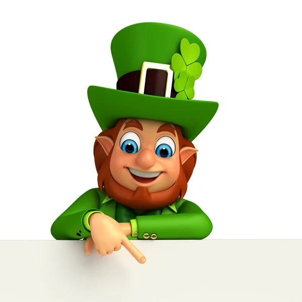 Leprechaun  with signs for patricks day — Stock Photo, Image