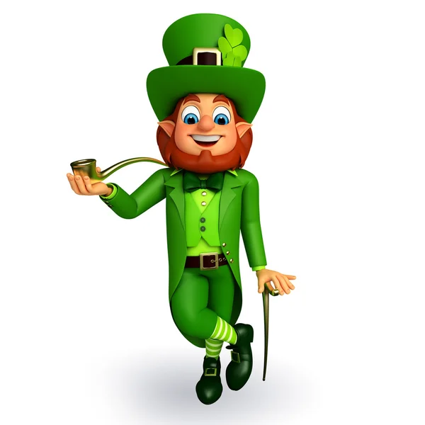 Leprechaun  with cigarette pipe — Stock Photo, Image