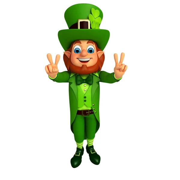 Leprechaun with victory signs — Stock Photo, Image