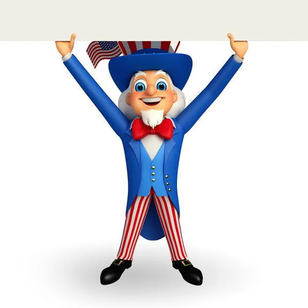 Uncle sam with big sign — Stock Photo, Image