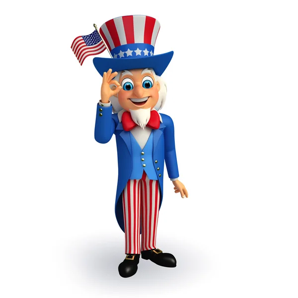 Uncle sam showing okay — Stock Photo, Image