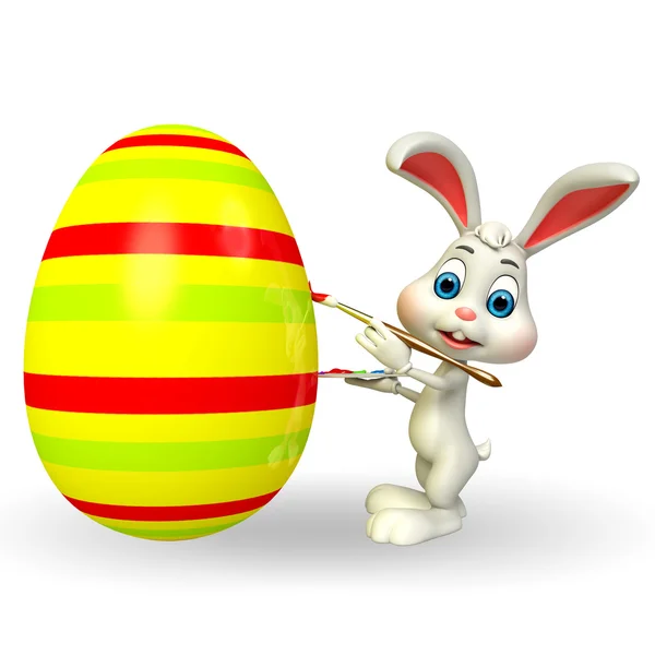 大きなカラフルな卵をイースターのウサギ — ストック写真