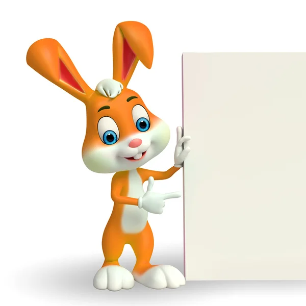 Cute Easter Bunny with card — Stock Photo, Image